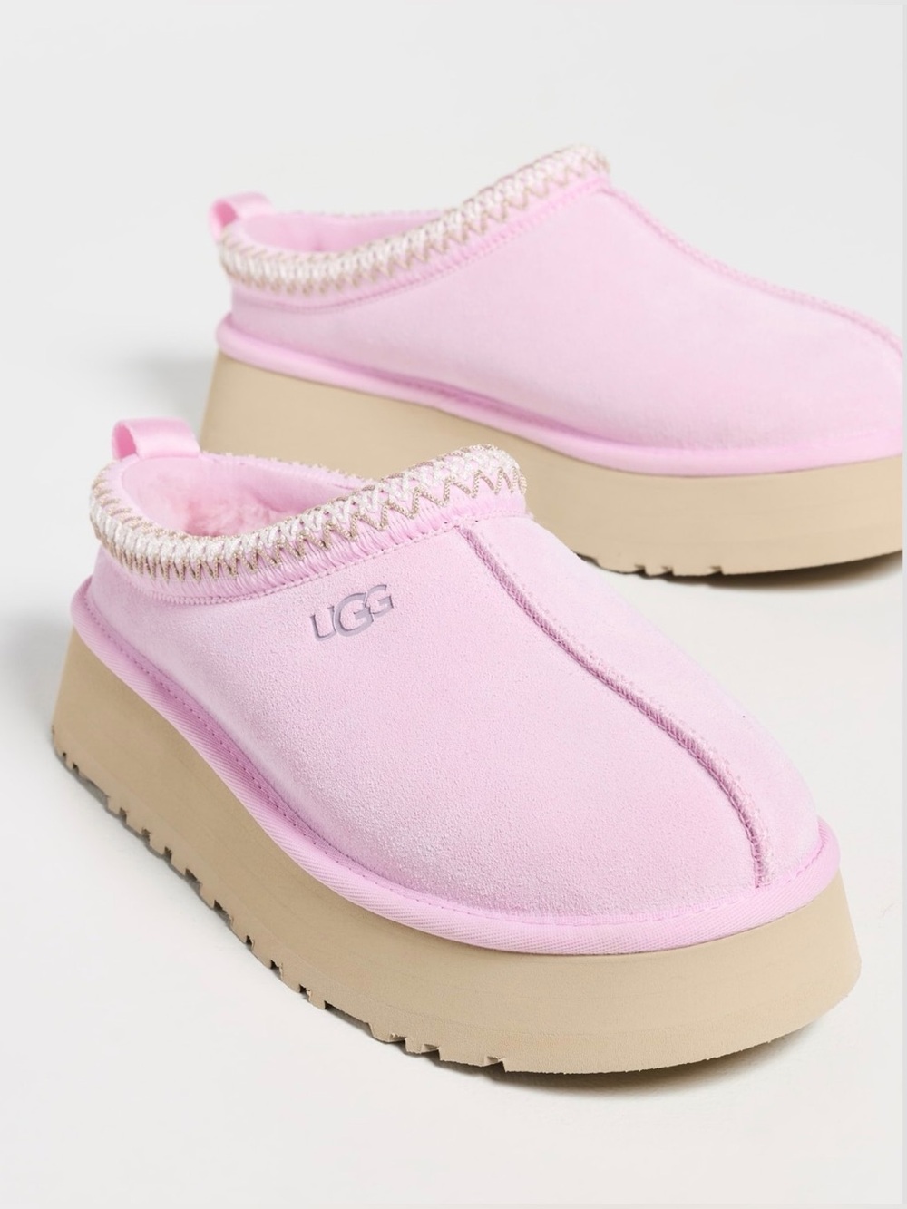 UGG Pink Suede Slip-On Mule with Tan Platform ✨NWT✨ Size 8